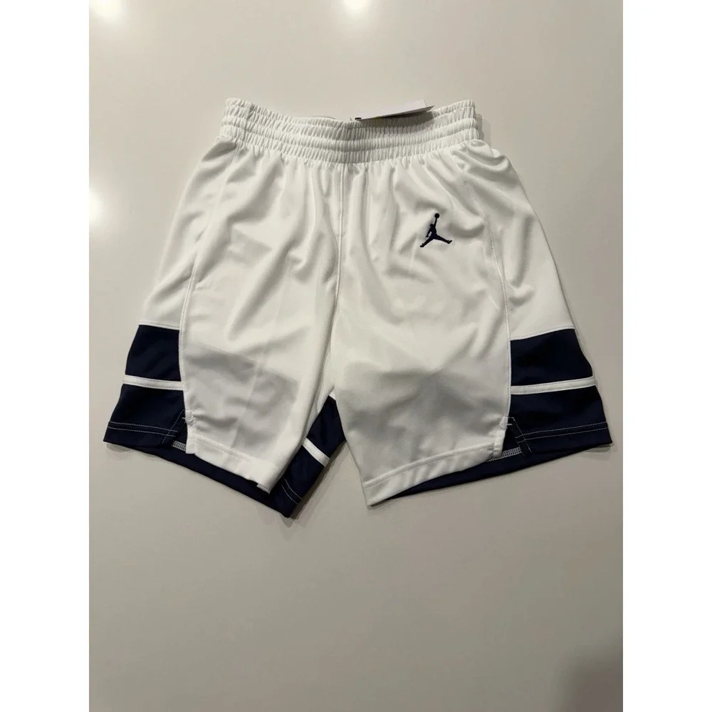 Jordan Stock Overtime Basketball Game Short White Navy FQ5375-107 Mens S NWT